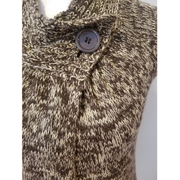 Brown/Tan One-Button Wrap Cardigan - Picture 2 of 5
